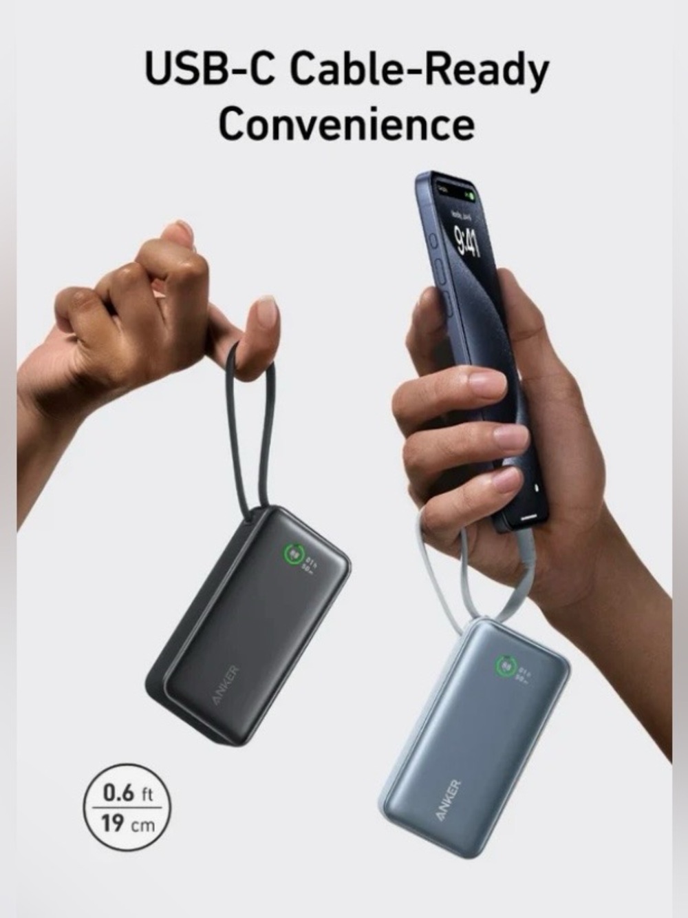 Anker Nano Power Bank (30W, Built-In USB-C Cable)